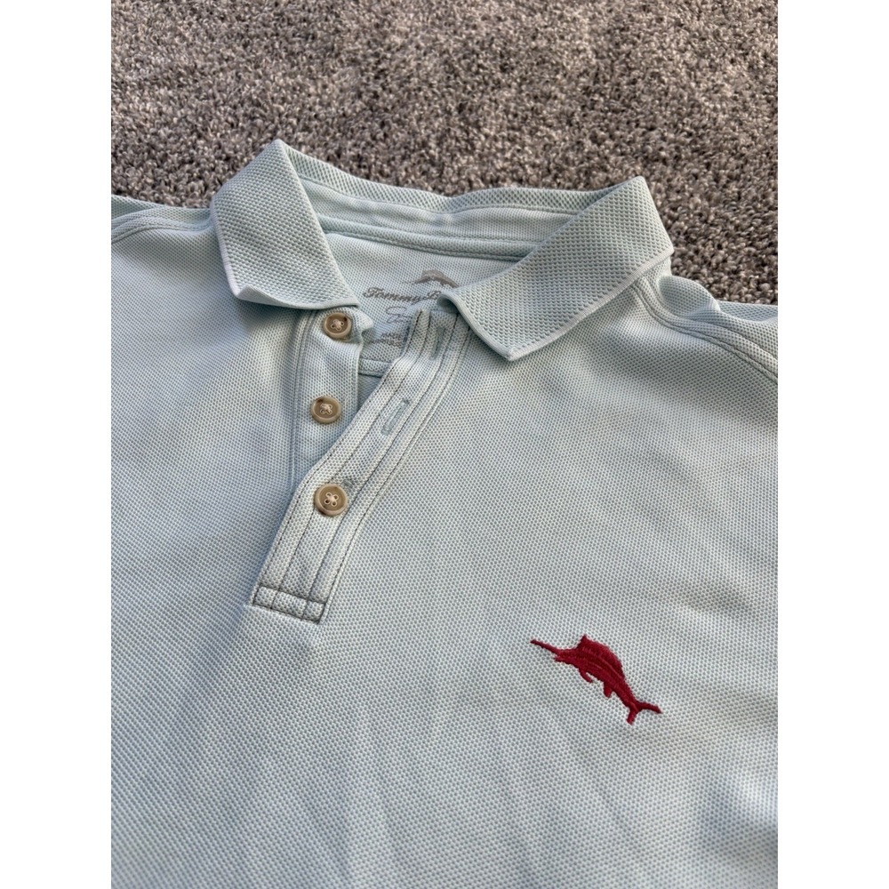 Tommy Bahama Shirt‎ Mens Soft Knit Light Blue Short Sleeve Polo Size Small